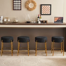 24" Tall, Round Bar Stools, Set of 2 - Contemporary upholstered dining stools for kitchens