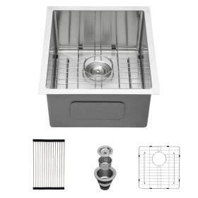 15 Inch Undermount Sink - 15"x17"x10" Undermount Stainless Steel Kitchen Sink 16 Gauge Single Bowl Kitchen Sink 10 Inch Deep Bar/Prep Sink Basin