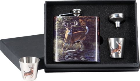 DEER 7 oz. Flask / Shot Glass Set