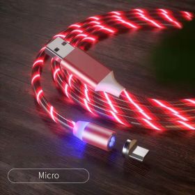 Magnetic Charging Cable Streamer Fast Charging Cable Lighting Micro USB Cable LED Magnet Charger Type-C Cable (Option: Red 2m-Micro)