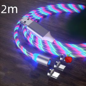 Magnetic Charging Cable Streamer Fast Charging Cable Lighting Micro USB Cable LED Magnet Charger Type-C Cable (Option: Colorful 2m-3in1)