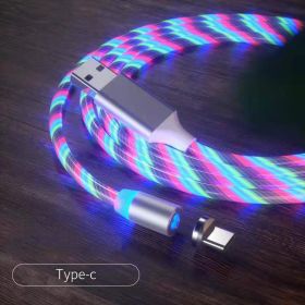 Magnetic Charging Cable Streamer Fast Charging Cable Lighting Micro USB Cable LED Magnet Charger Type-C Cable (Option: Colorful-Type c)