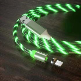 Magnetic Charging Cable Streamer Fast Charging Cable Lighting Micro USB Cable LED Magnet Charger Type-C Cable (Option: Green-IPhone)