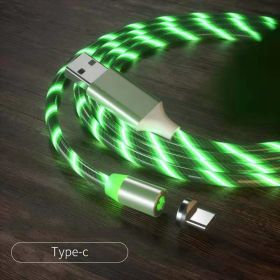 Magnetic Charging Cable Streamer Fast Charging Cable Lighting Micro USB Cable LED Magnet Charger Type-C Cable (Option: Green 2m-Type c)