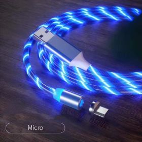 Magnetic Charging Cable Streamer Fast Charging Cable Lighting Micro USB Cable LED Magnet Charger Type-C Cable (Option: Blue 2m-Micro)