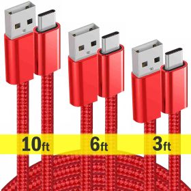 3Pack Braided USB C Type-C 3 6 10FT Fast Charger Cable Cord Charging SYNC Data (Option: Nylon)