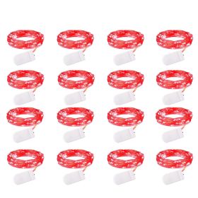 16 Pack Led Fairy Lights Battery Operated String Lights Waterproof Silver Wire 7 Feet 20 Led Firefly Starry Moon Lights For DIY Wedding Party Bedroom (Color: Red)