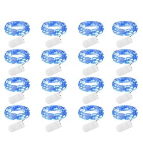 16 Pack Led Fairy Lights Battery Operated String Lights Waterproof Silver Wire 7 Feet 20 Led Firefly Starry Moon Lights For DIY Wedding Party Bedroom (Color: Blue)