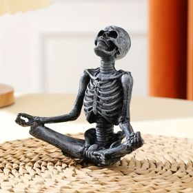 1pc Yoga Pose Skeleton Statue, Abstract Design Resin Sculpture (Style: Black)