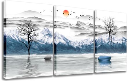 Mountain Wall Art Landscape Canvas Wall Art for Living Room Nature Canvas Pictures Prints Painting Framed Artwork Modern Wall Decor Bedroom Bathroom O (size: 12inchx16inchx3pieces)