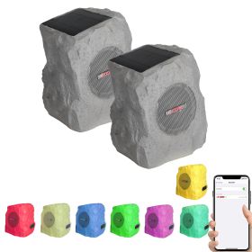 5 Core Outdoor Speakers Bluetooth 2Pcs Wireless Waterproof Patio Garden Speake Rechargeable Solar LED Rock Garden Speaker - GRDNSPK SP GRY (size: GRDNSPK SP GRY 1PC)