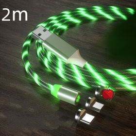 Magnetic Charging Cable Streamer Fast Charging Cable Lighting Micro USB Cable LED Magnet Charger Type-C Cable (Option: Green 2m-3in1)