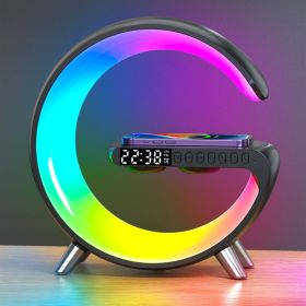 Mooncave Light Wireless Charger And Speaker With Clock (Color: BLACK)