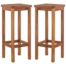 Bar Chairs 2 pcs Solid Acacia Wood (Color: Brown)